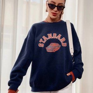 Letter & Car Graphic Oversized Sweatshirt size M